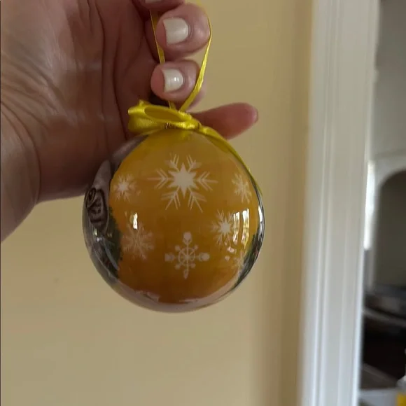 Gray Cat Yellow Ornament with Ribbon - Picture 4 of 6